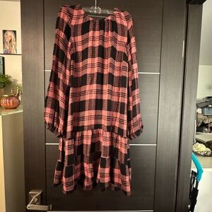Cloth & Stone Pink and Black Plaid Dress
